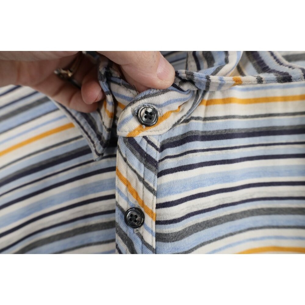 Vintage Express Mens XL Distressed Rainbow Striped Knit Collared Polo Shirt - Picture 5 of 11